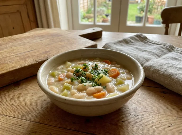 comforting creamy white bean stew for gentle cooking featured