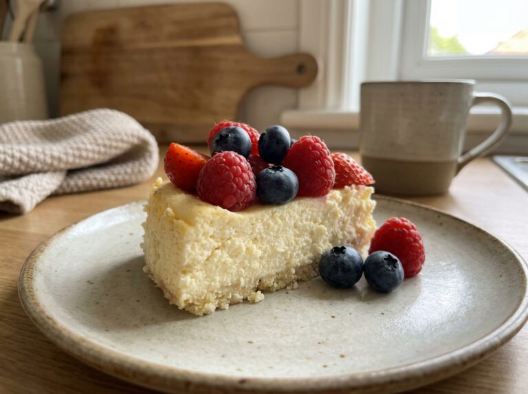 small batch soft ricotta cheesecake recipe featured