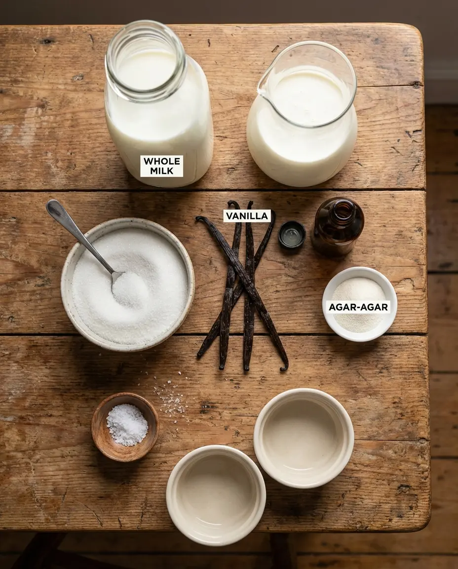 Ingredients for vanilla panna cotta