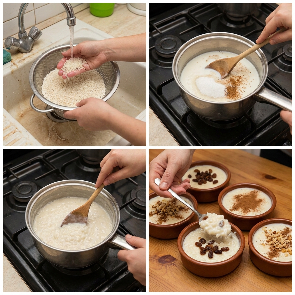 Cooking steps for coconut rice pudding