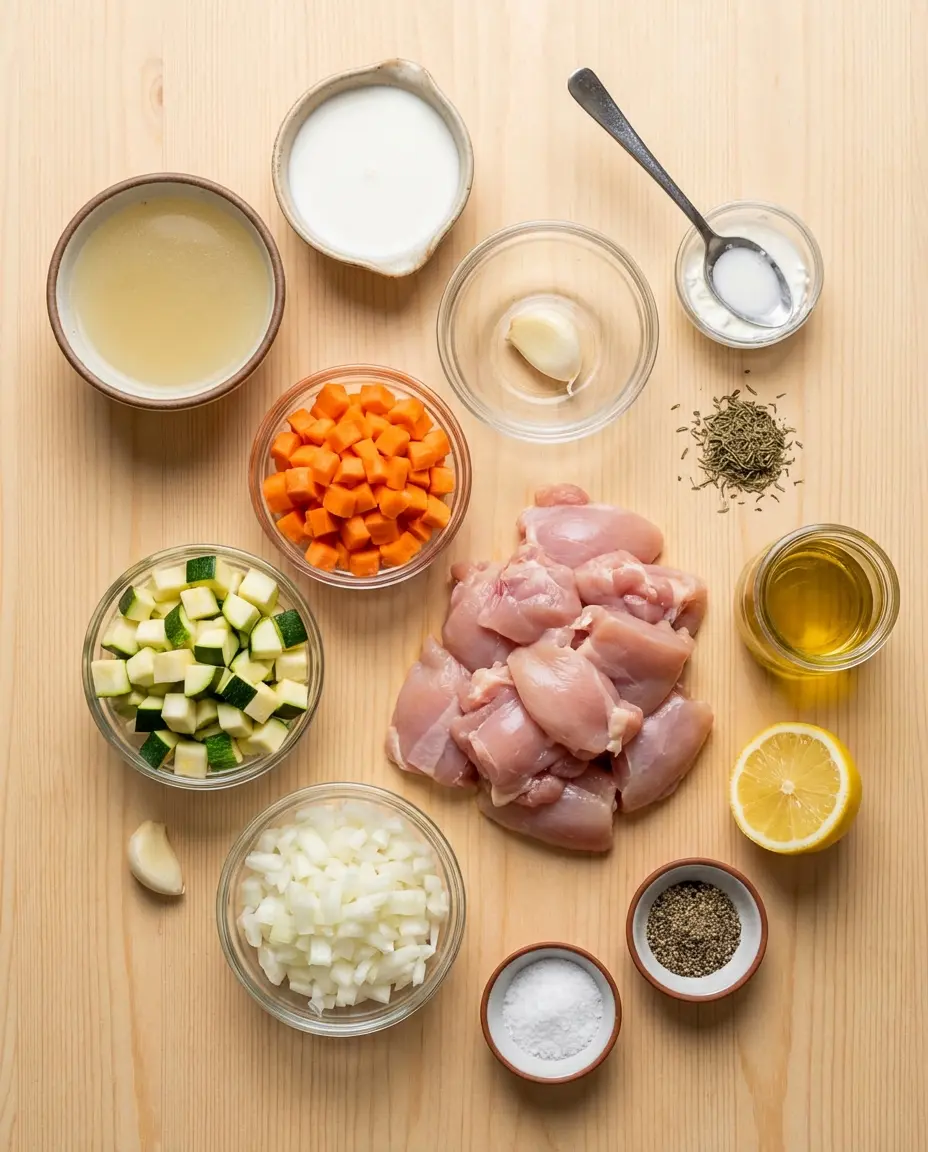 Ingredients for creamy chicken skillet