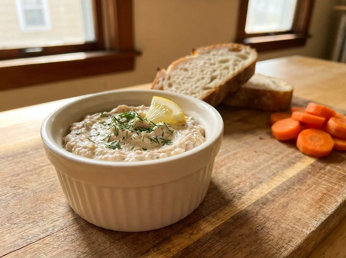 Creamy tuna mousse served with soft bread