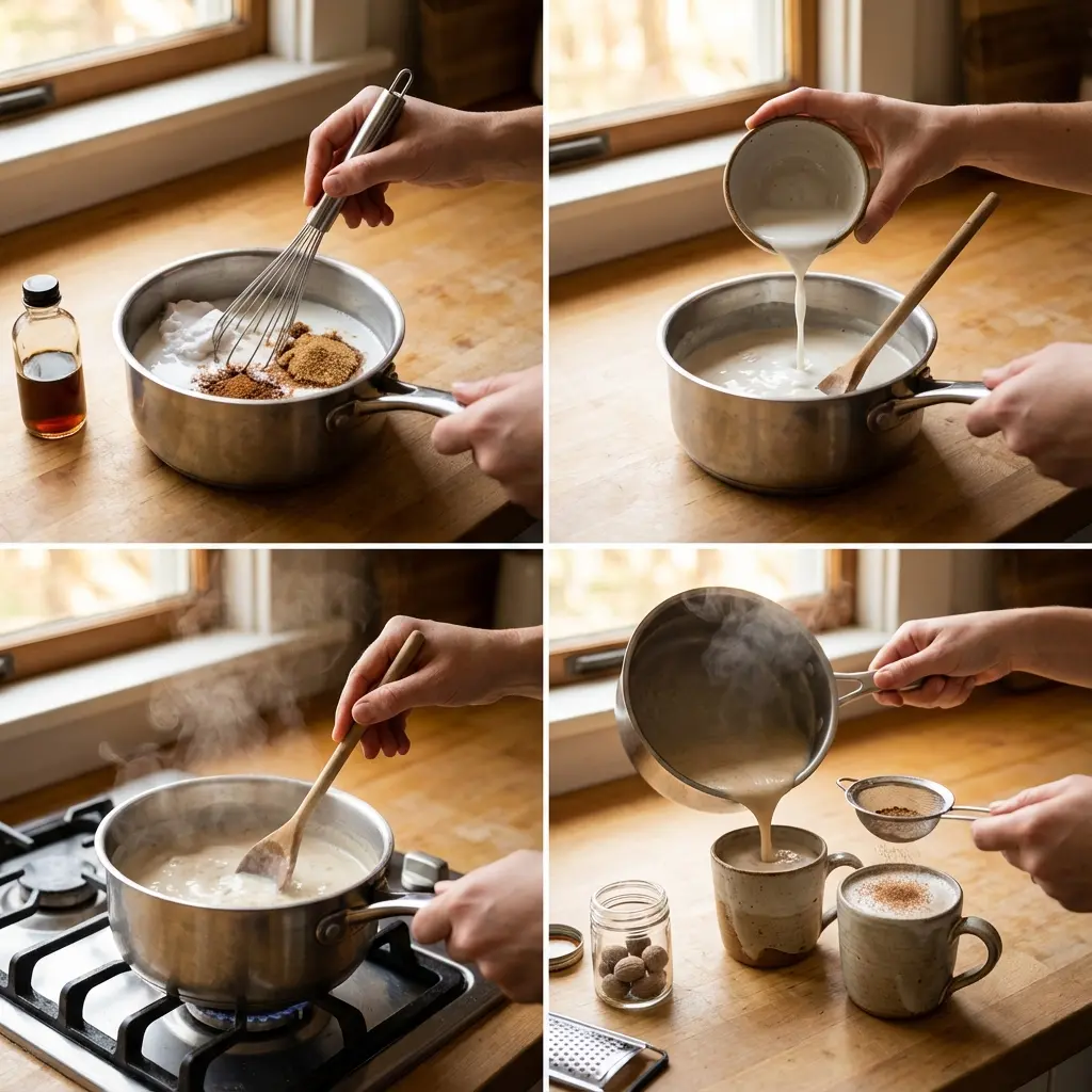 Cooking steps for vanilla-spiced nog