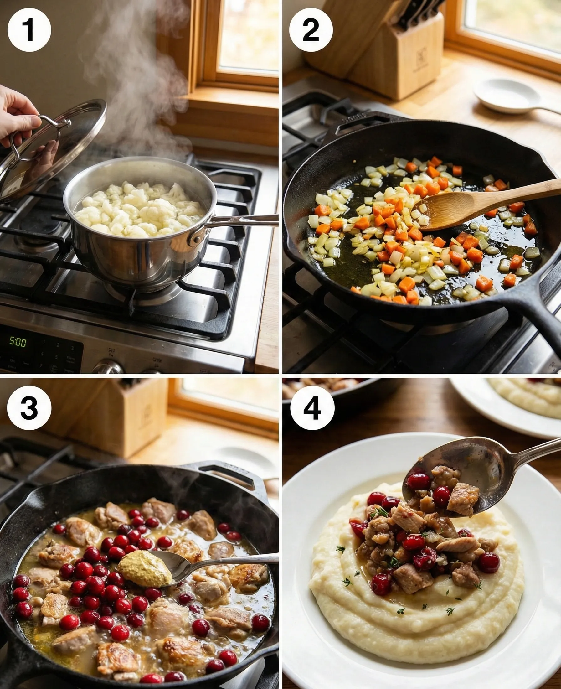 Cooking steps for cranberry turkey skillet