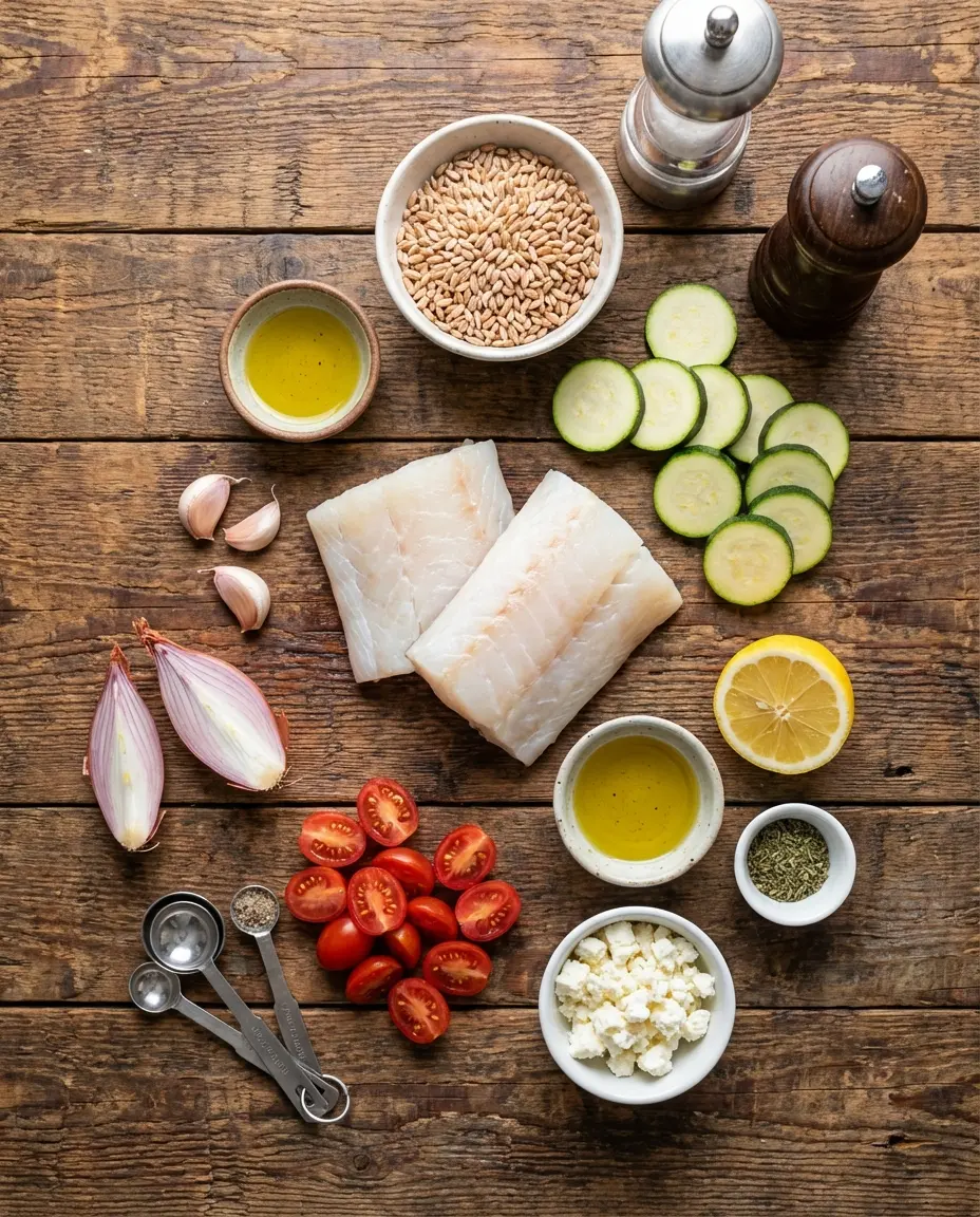Ingredients for Mediterranean fish bowl