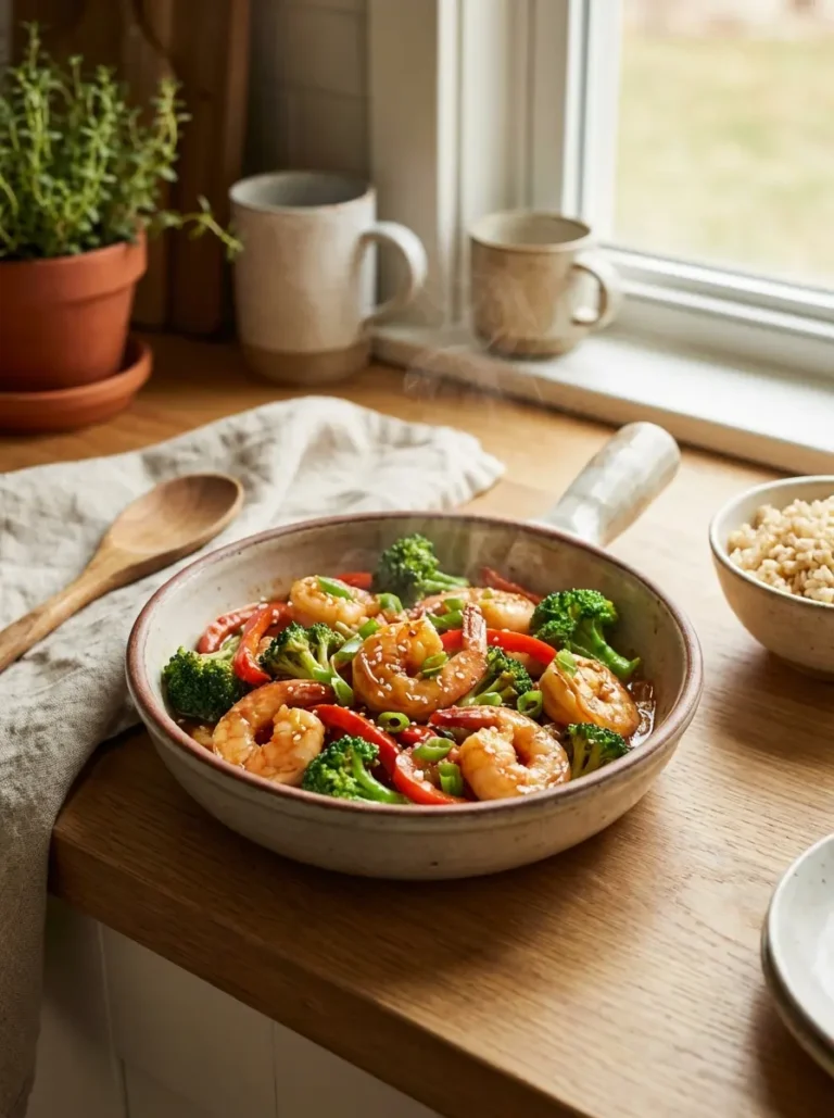 one pan dinner for two shrimp broccoli featured 1
