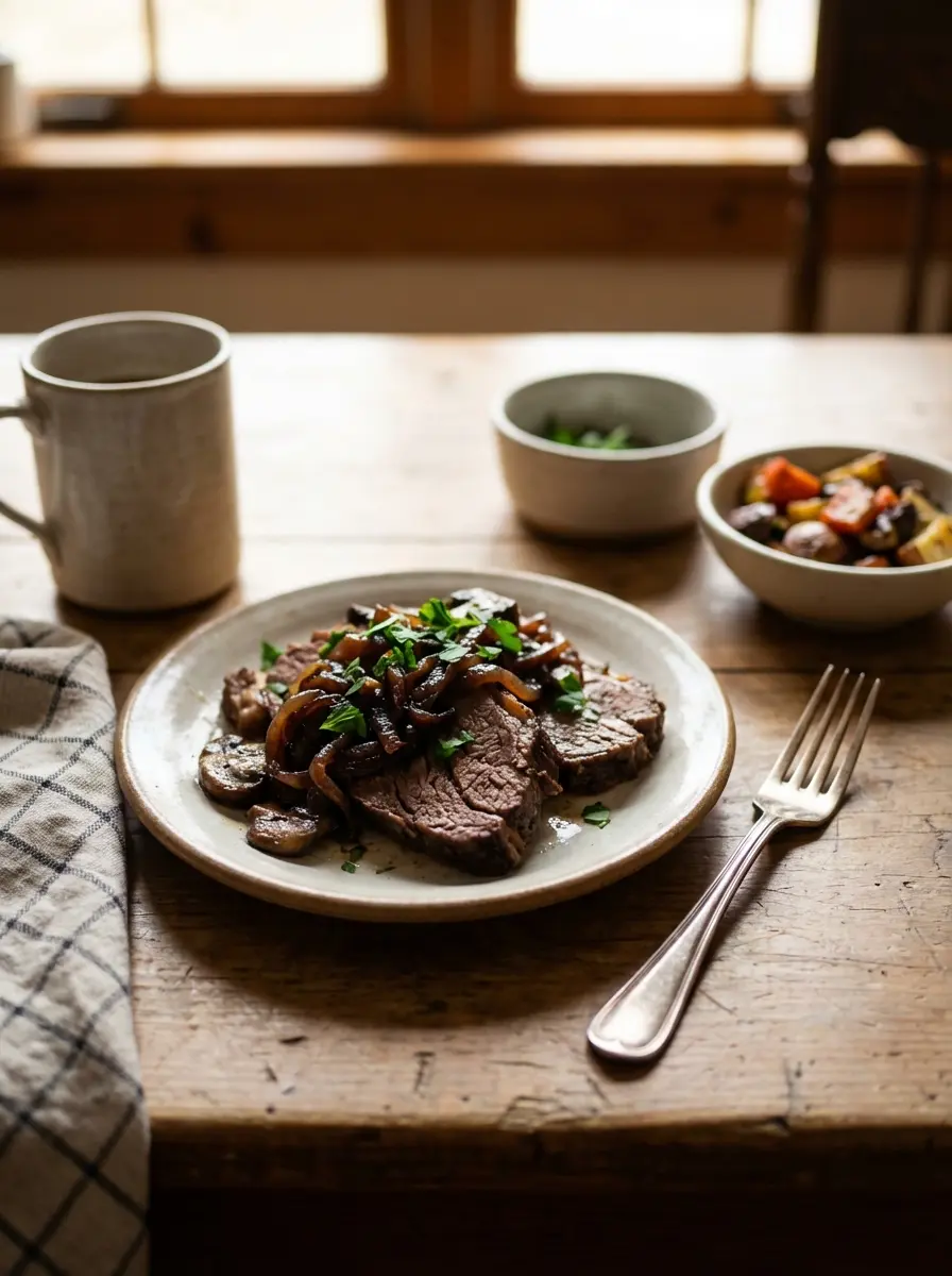 Savory Onion & Mushroom Slow Cooker Pot Roast