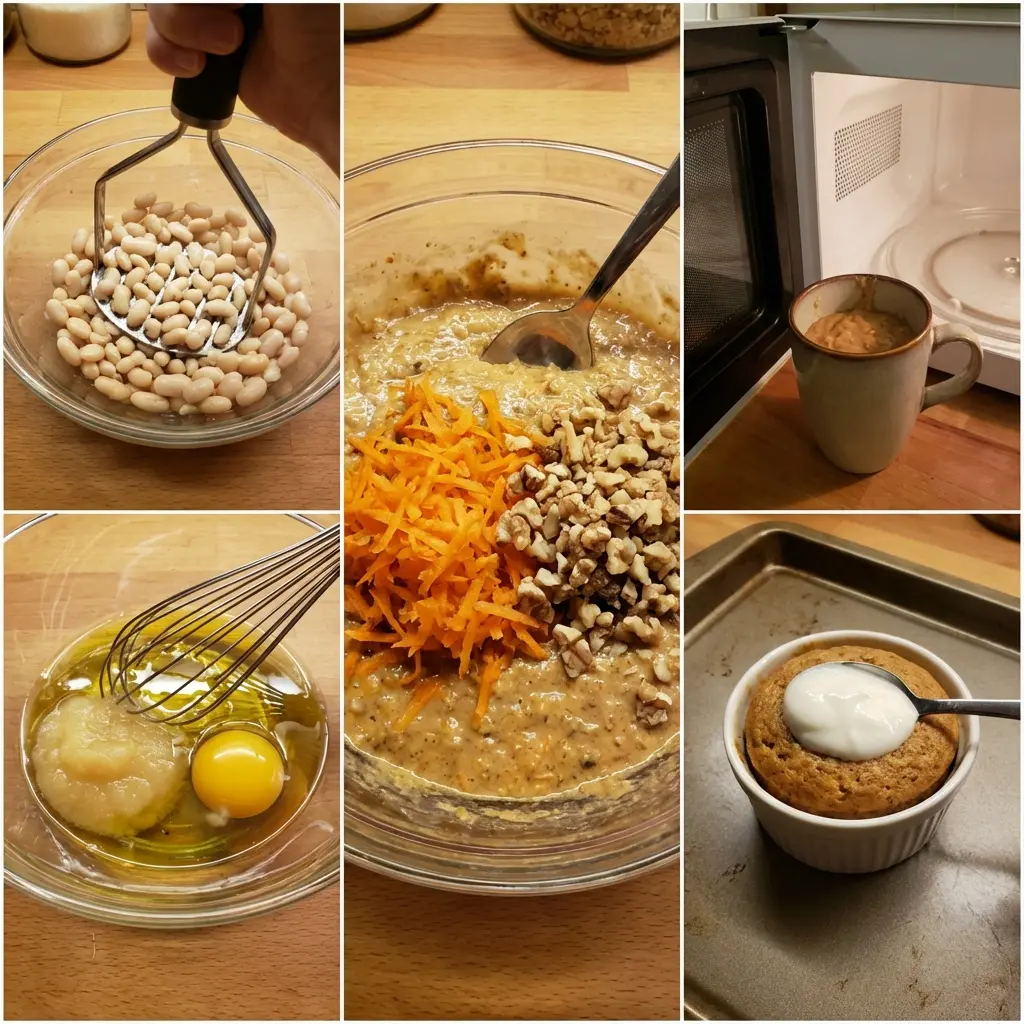 Step-by-step photo of making the mug cake