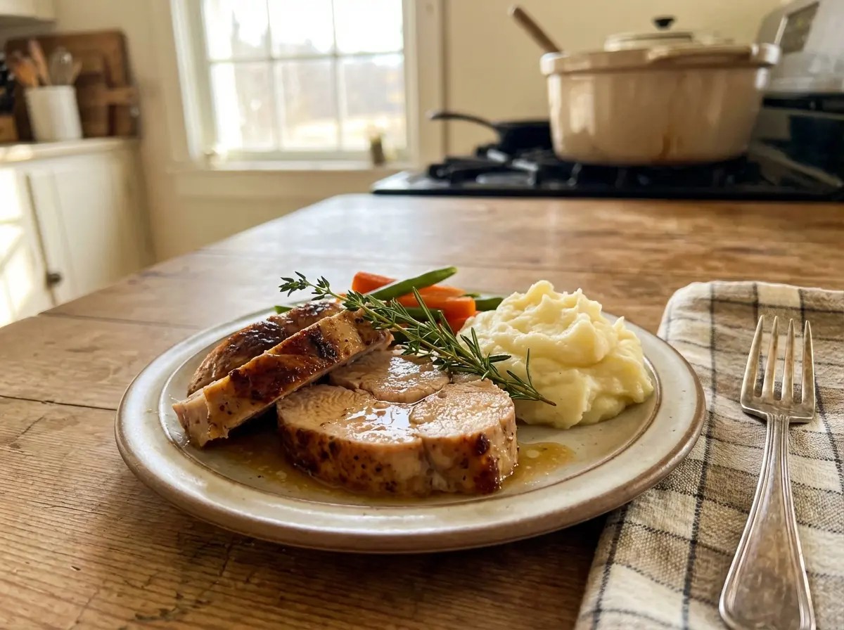 Slow cooker turkey breast pot roast with herbs