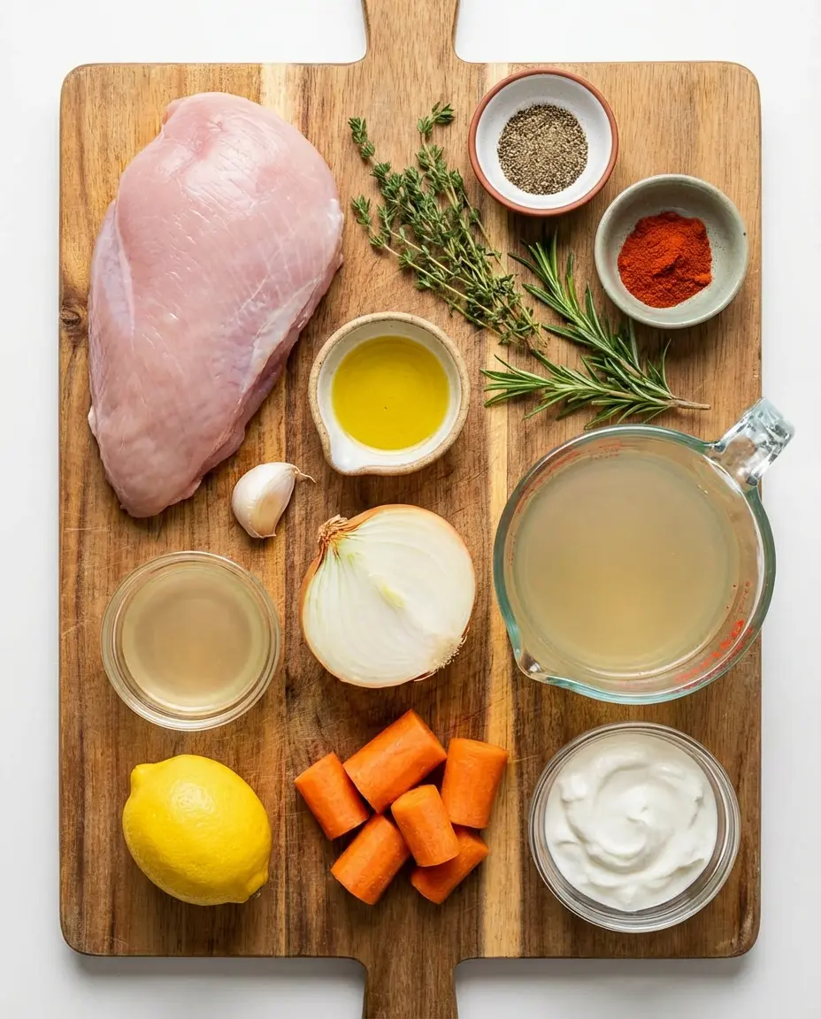 Ingredients for slow cooker turkey breast with herbs