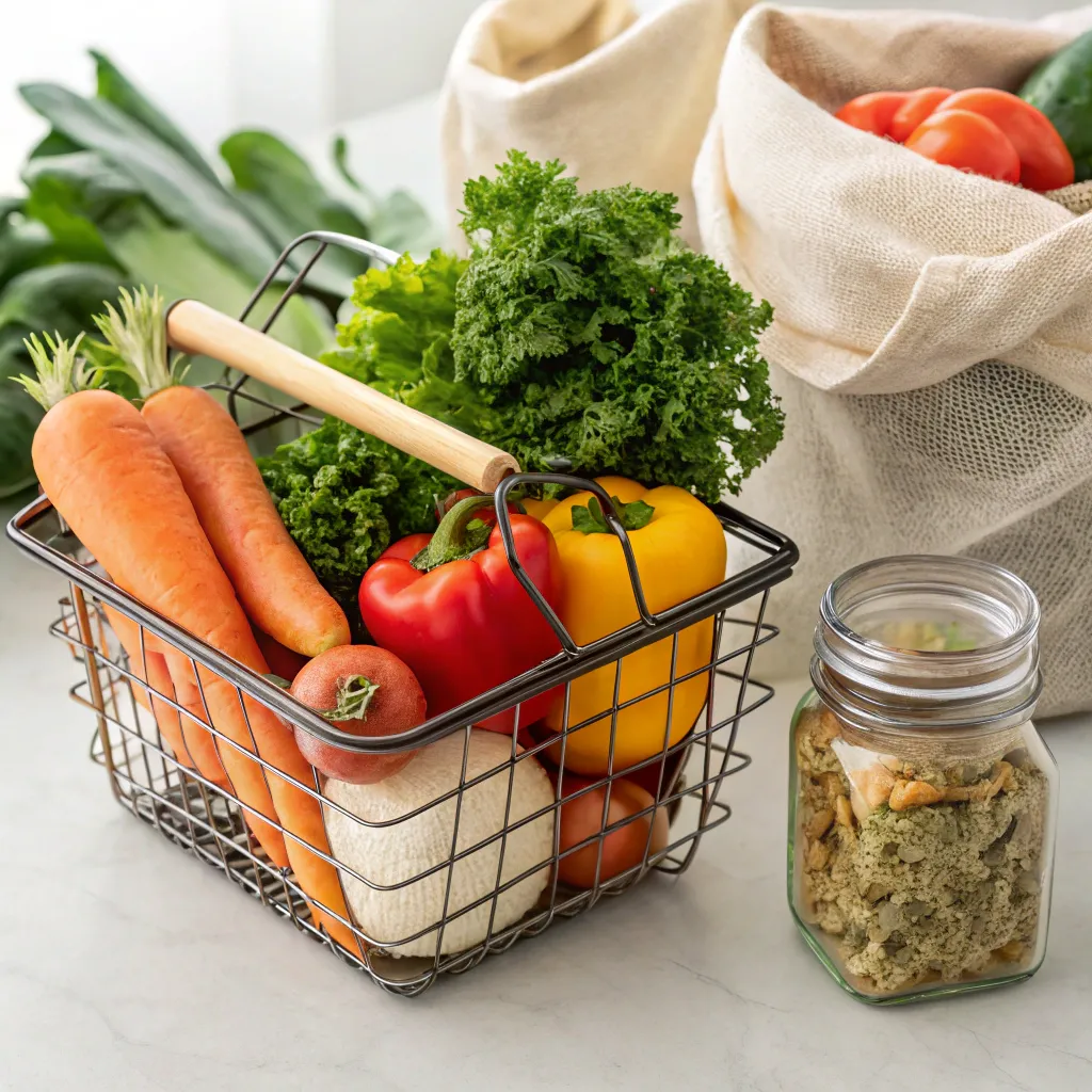 Smart Tips for Buying and Storing Fresh Produce in Small Quantities 2 Assortment of fresh produce arranged for small-batch grocery shopping and efficient storage