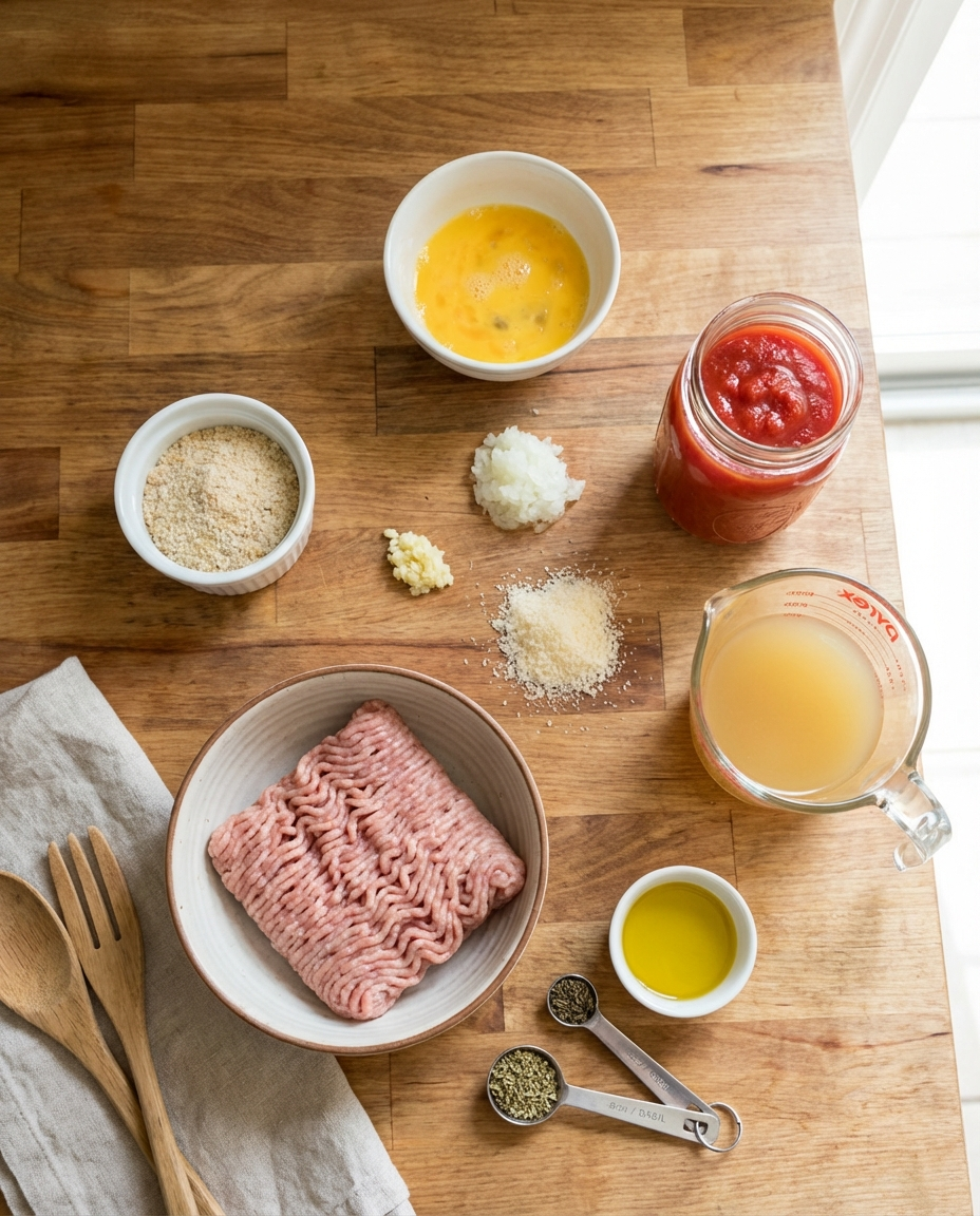 Bowl of ingredients for soft turkey meatballs