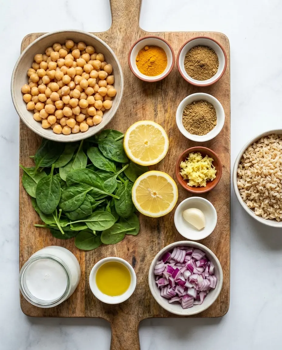 Ingredients for turmeric chickpea curry