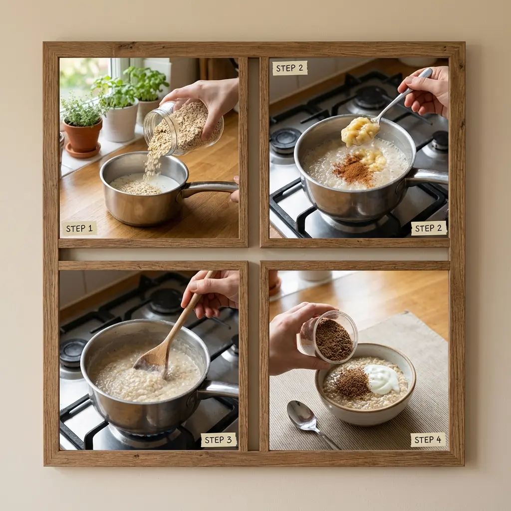 Cooking gentle oat porridge on the stove