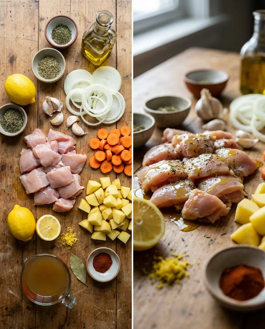 Ingredients for lemon-herb slow cooker chicken