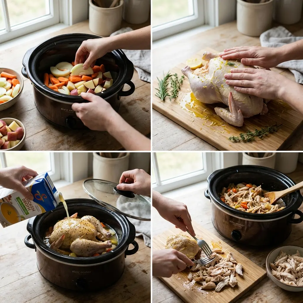 Step-by-step slow cooker process