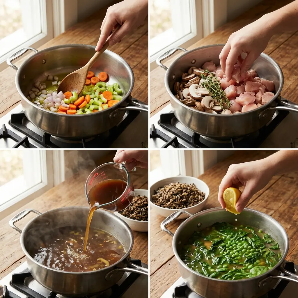 Cooking steps for chicken wild rice soup