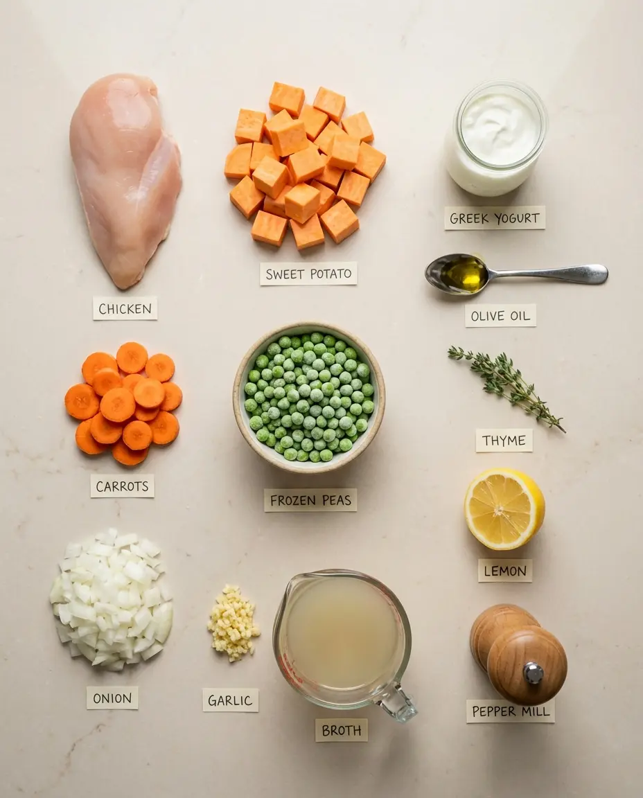Ingredients for low-sodium chicken freezer meal