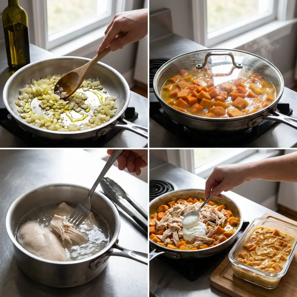 Cooking steps for creamy chicken skillet