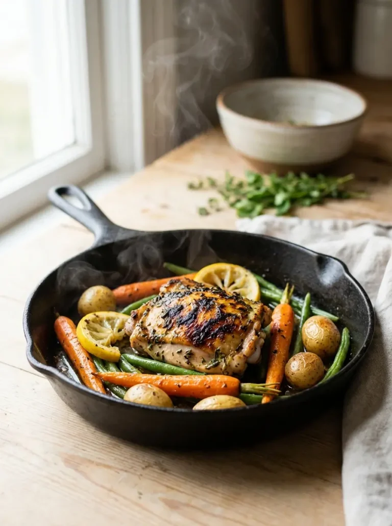 one pan chicken and vegetables featured