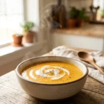 pureed carrot apple soup featured
