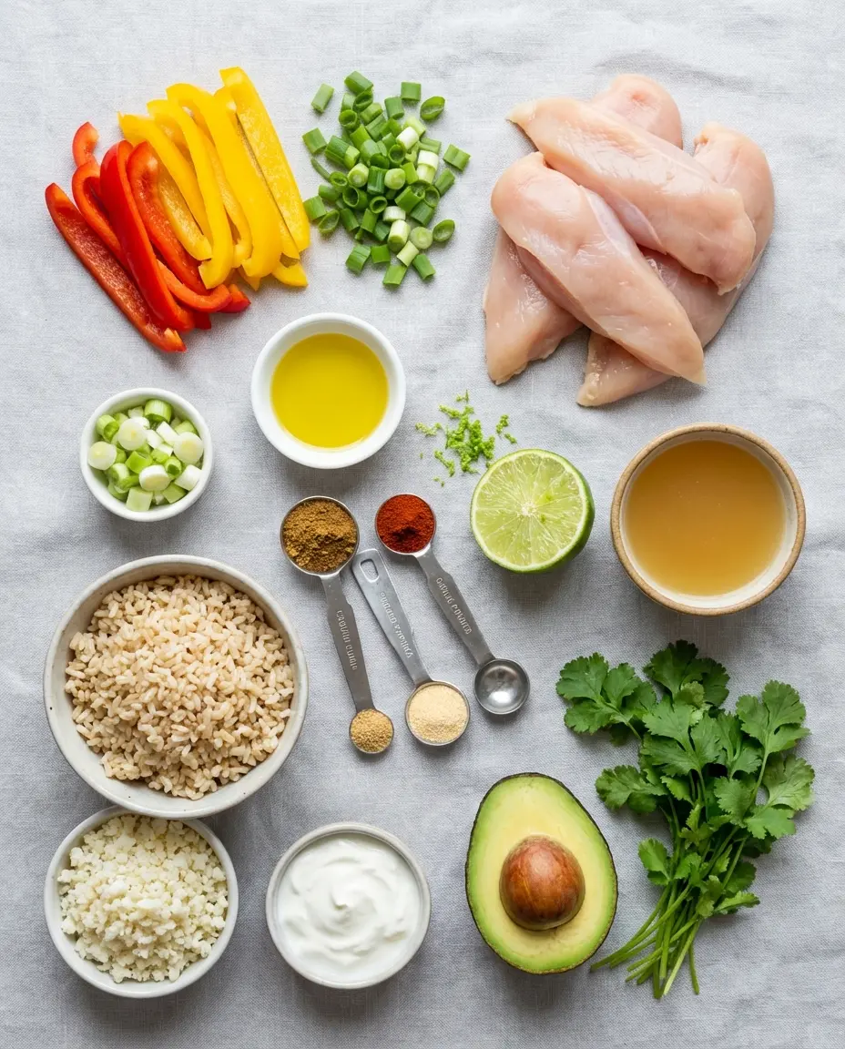Ingredients laid out for sheet-pan chicken