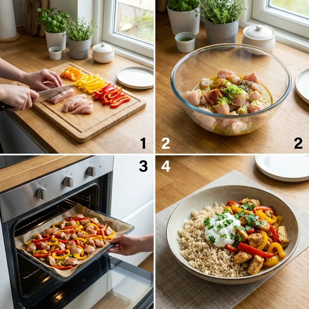 Step-by-step preparation of sheet-pan chicken