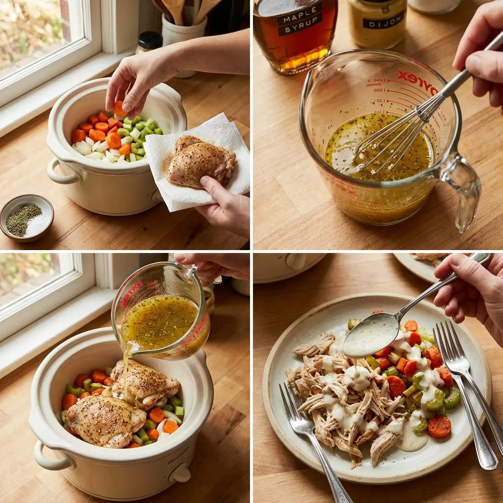 Slow-cooked chicken and vegetables in a bowl