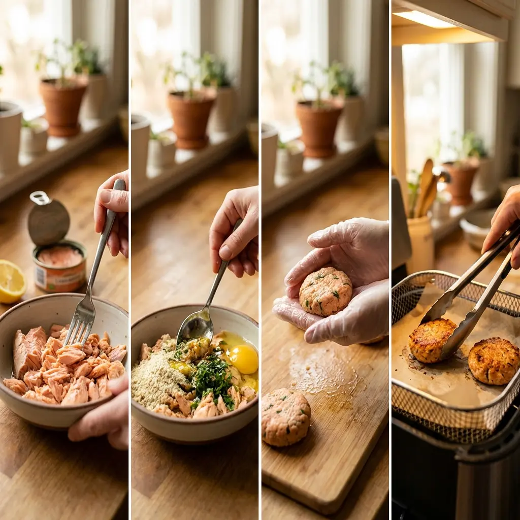 Cooking salmon patties in an air fryer