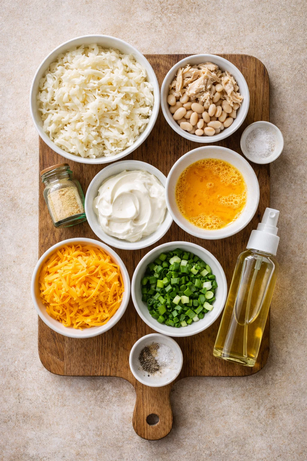 Ingredients for air fryer hashbrown casserole cups single serve