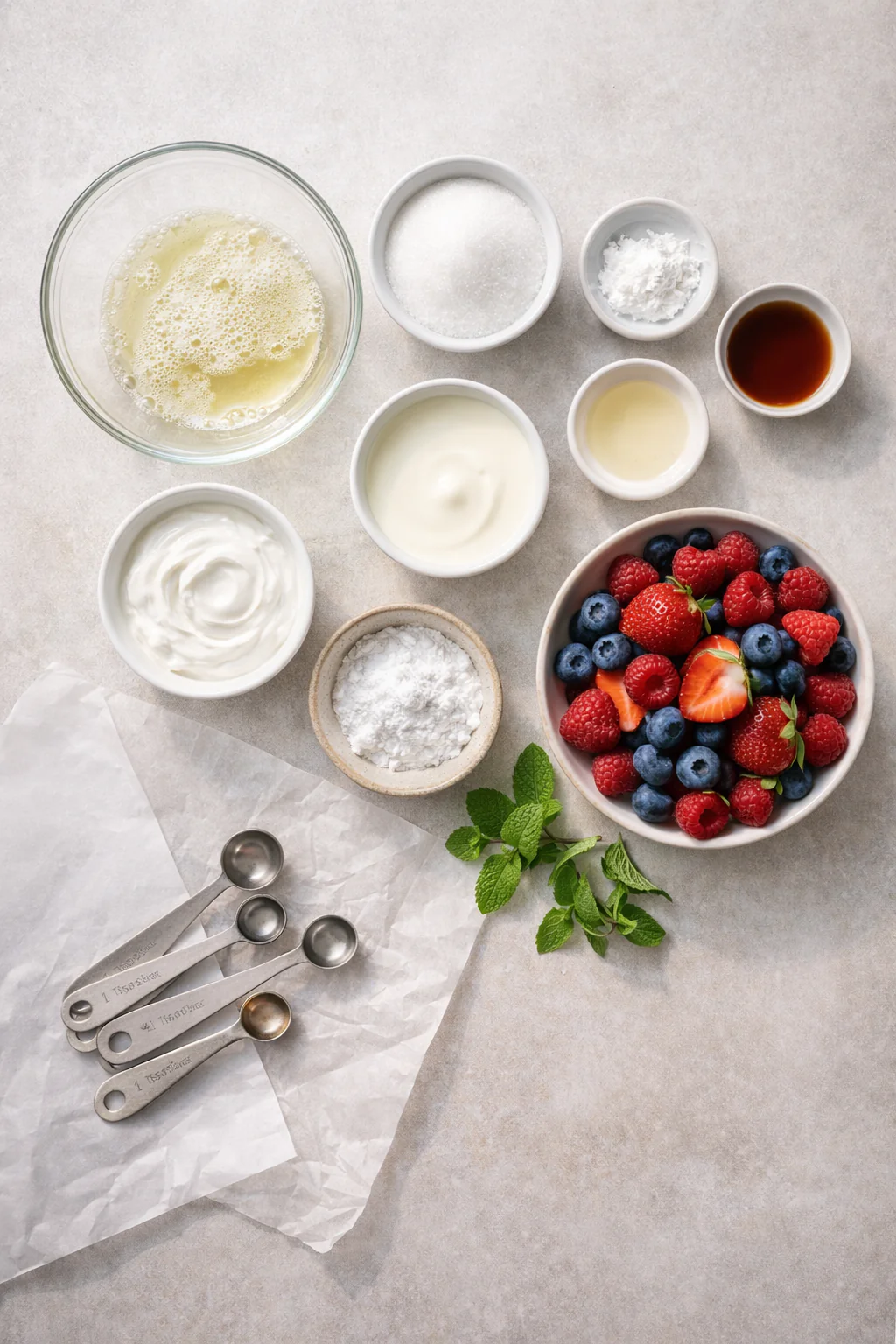 Ingredients for pavlova
