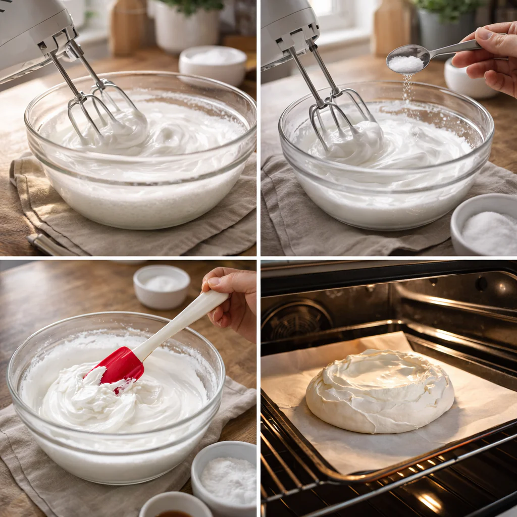Preparing and baking pavlova