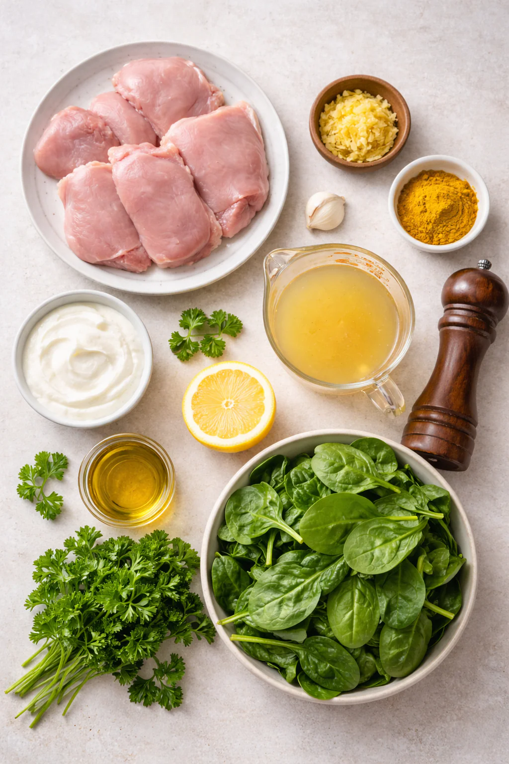 Ingredients for comforting anti inflammatory chicken skillet