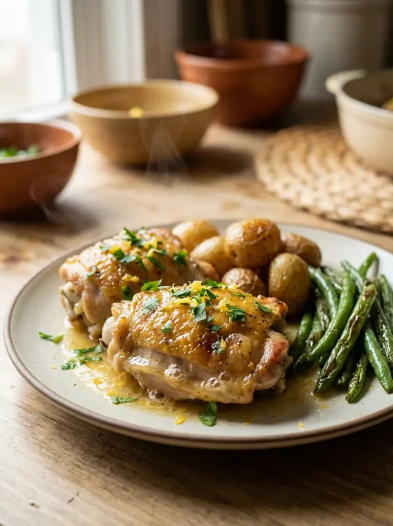 cozy one pan dinner lemon herb chicken for two featured