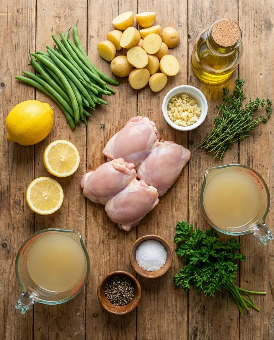 Ingredients for lemon-herb chicken on a sheet pan