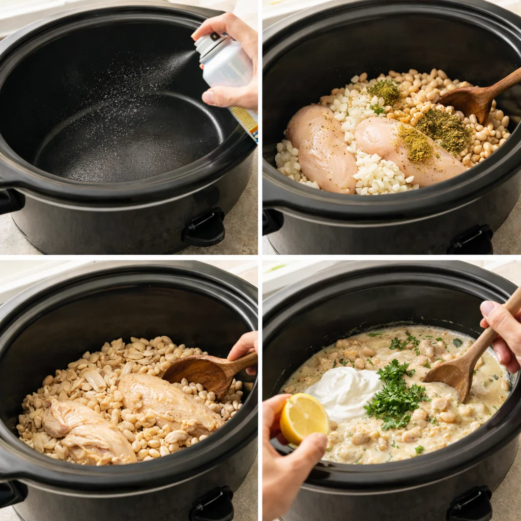 Step by step preparation of white chicken chili