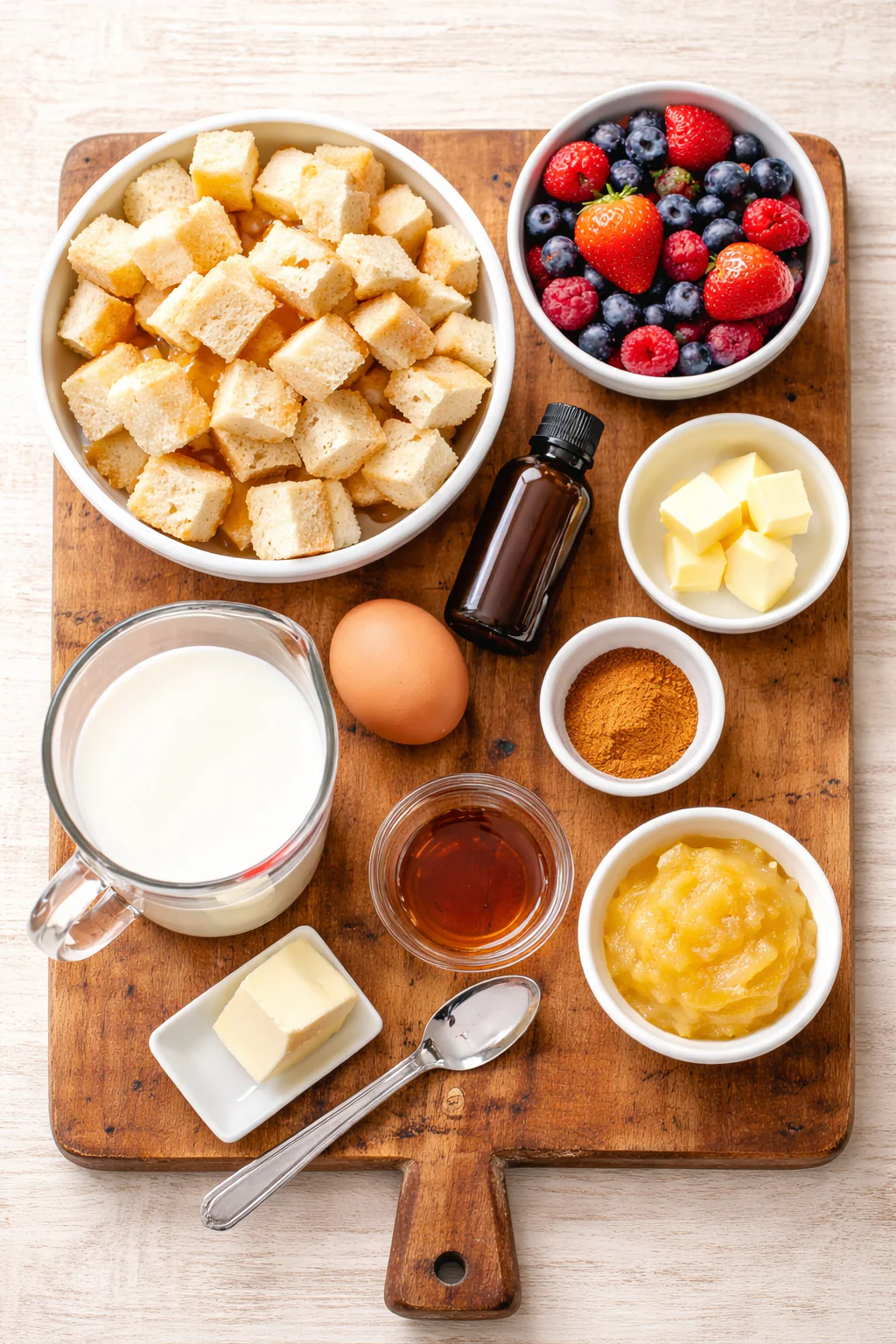 Ingredients for low-sodium french toast casserole