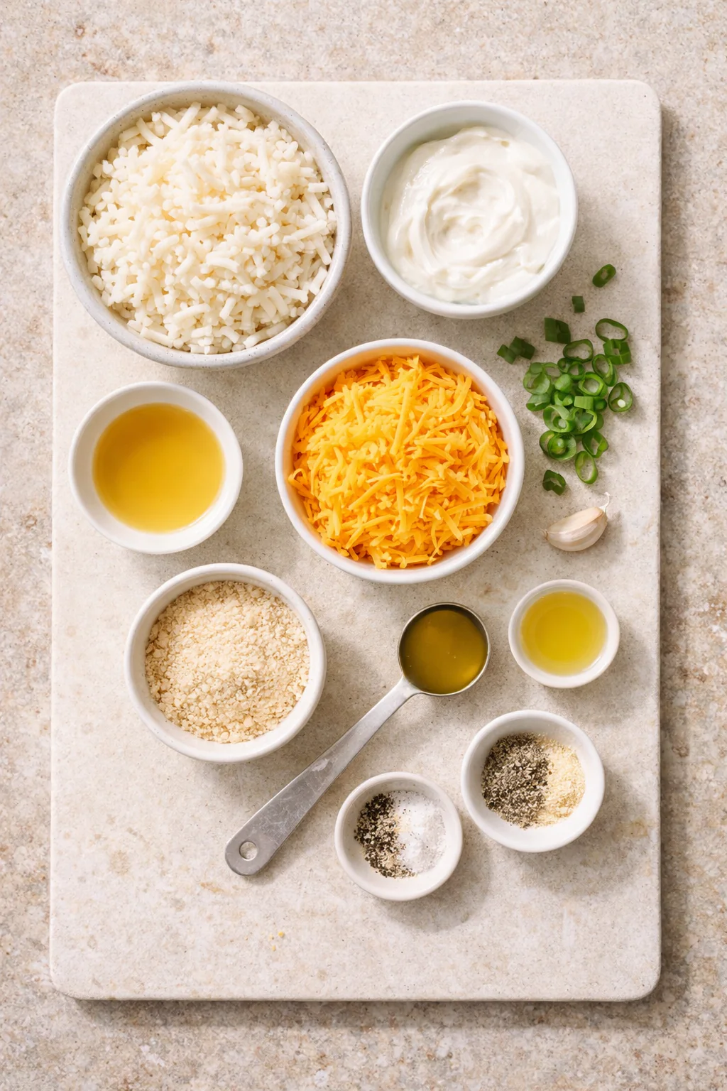 Ingredients for gentle hashbrown casserole laid out