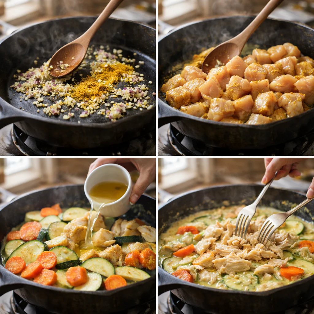 Cooking steps for the chicken skillet