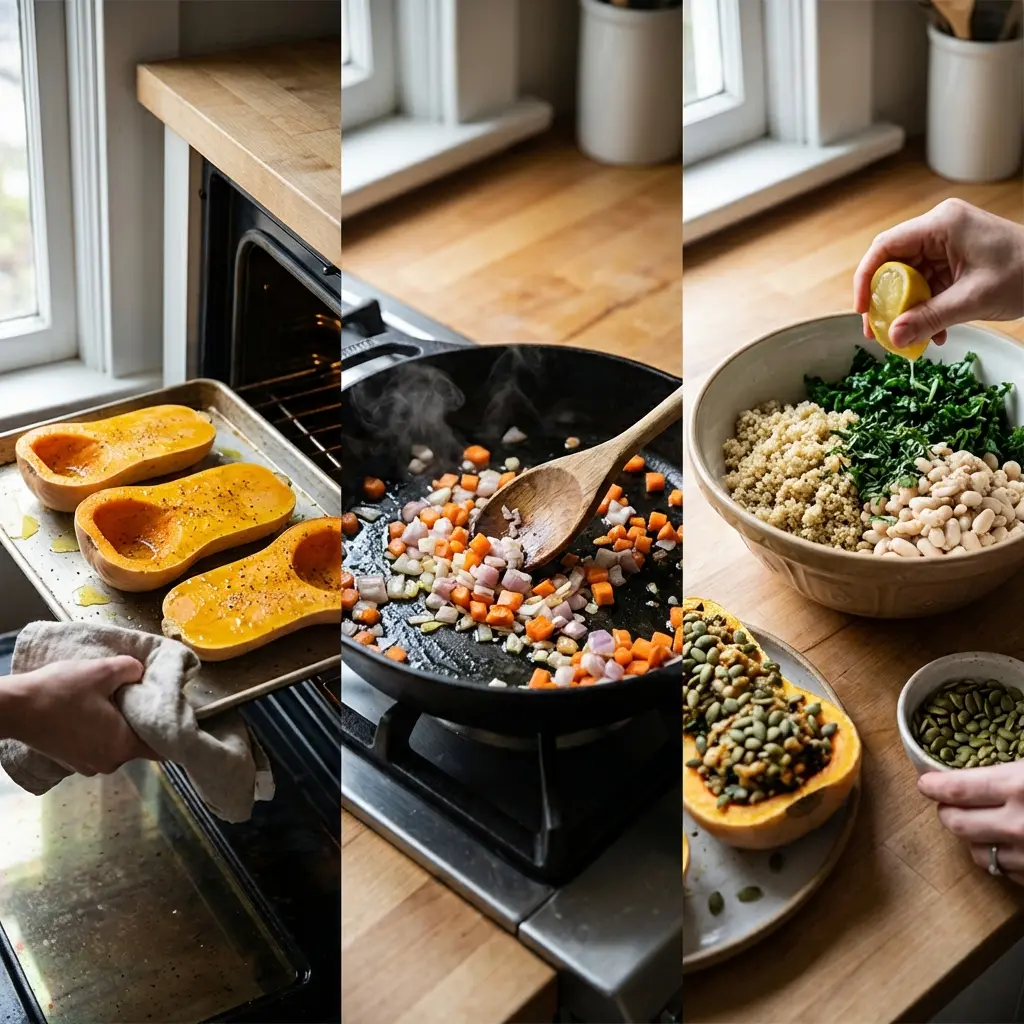 Roasted stuffed squash ready to serve