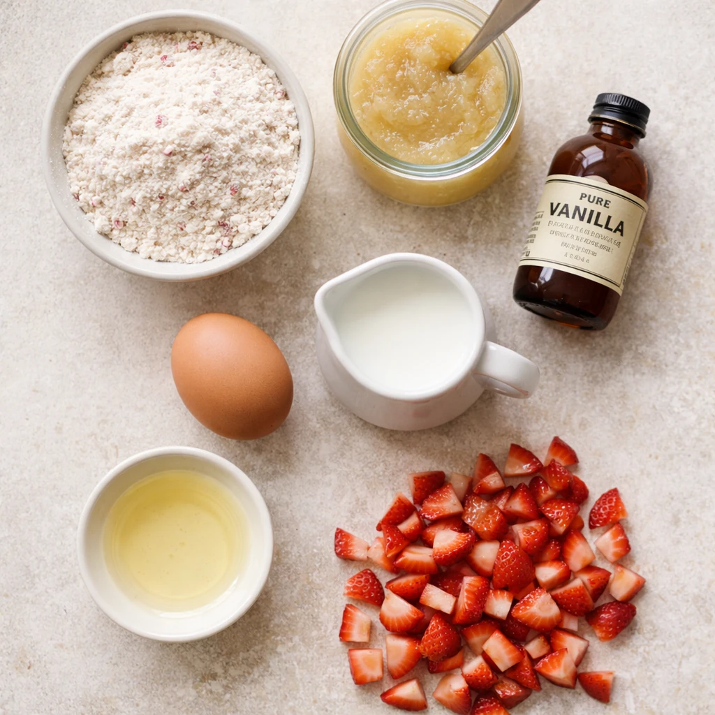 Ingredients for small strawberry cake