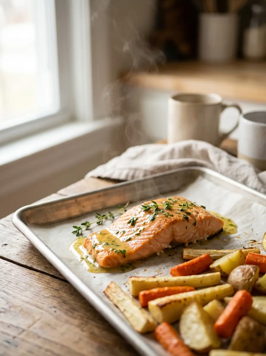 Sheet-pan salmon with roasted root vegetables