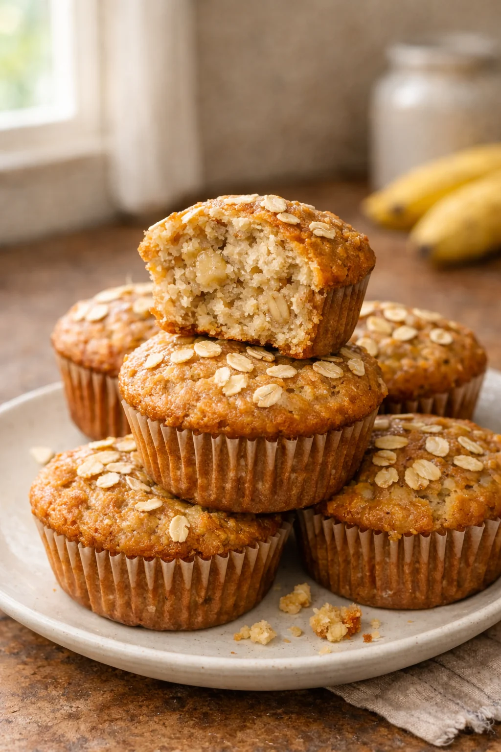 Small batch banana oat muffins