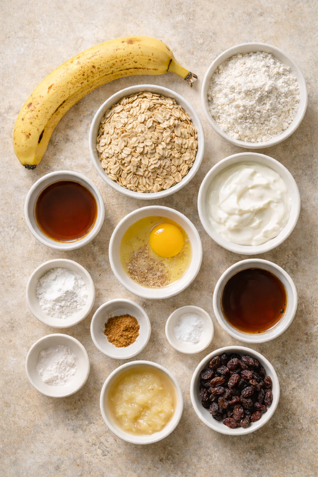 Ingredients for banana oat muffins