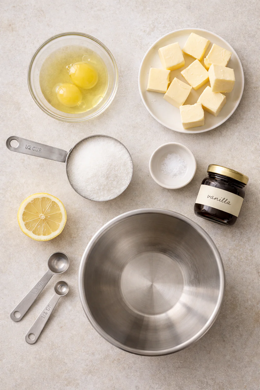 Ingredients for Swiss meringue buttercream