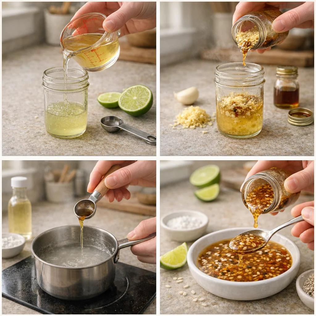 Step by step preparation of the dipping sauce
