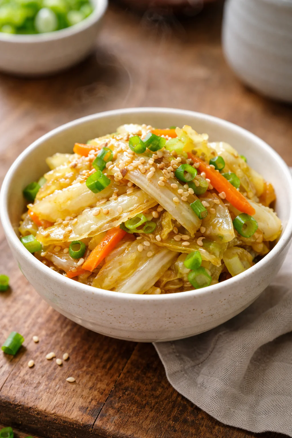 Pan of Asian cabbage side dish