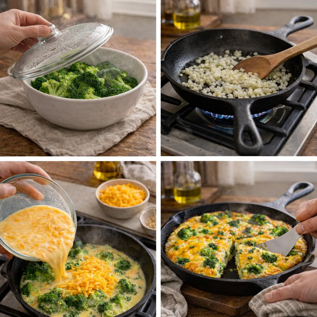 Cooking steps for the frittata