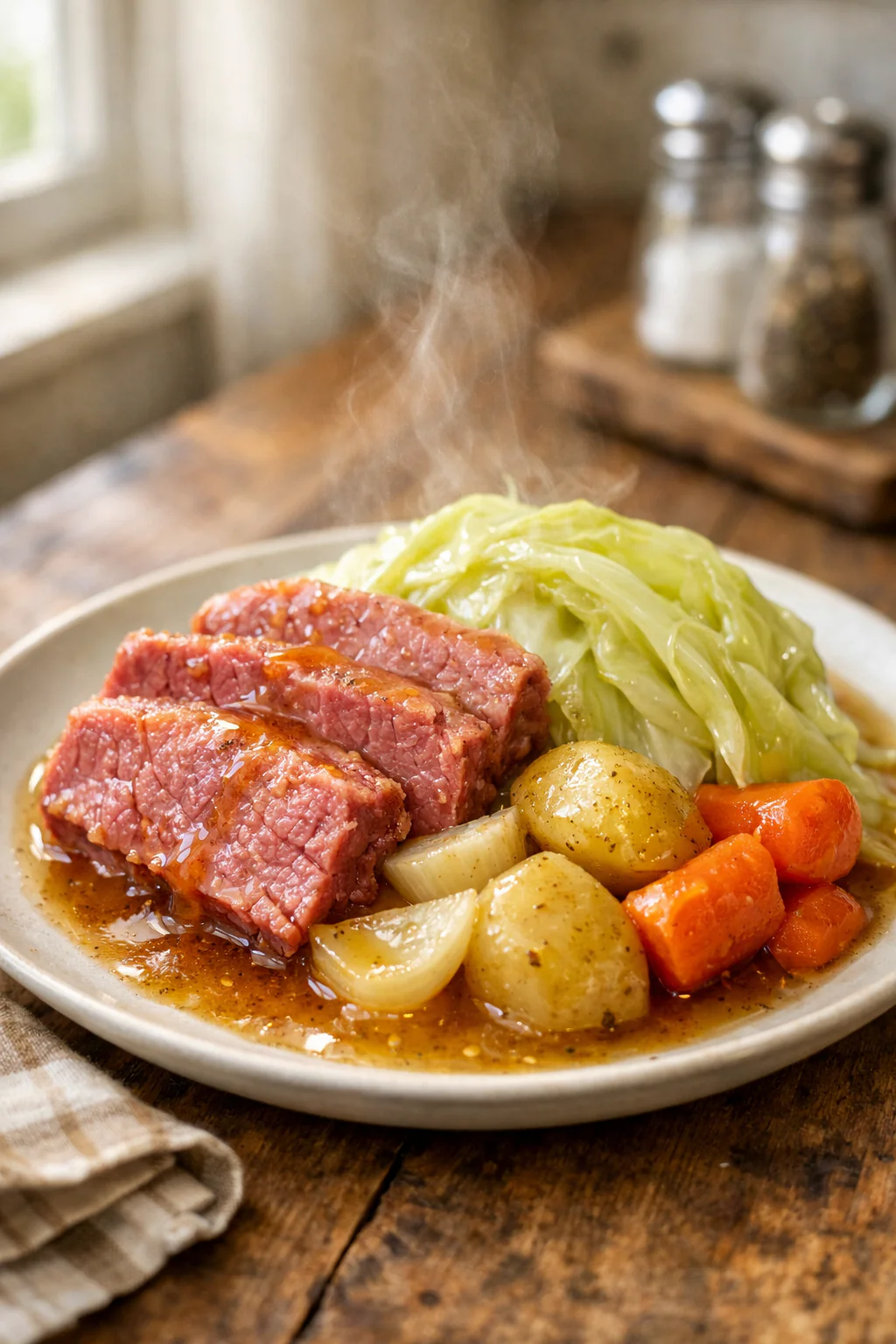 Corned beef and cabbage boiled dinner