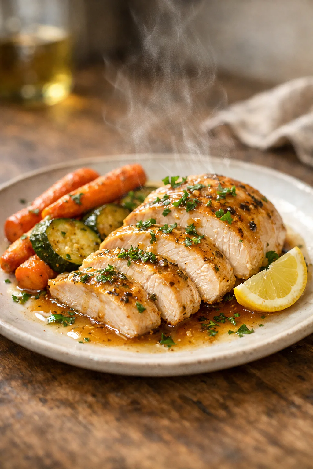 Slow baked lemon thyme chicken breast